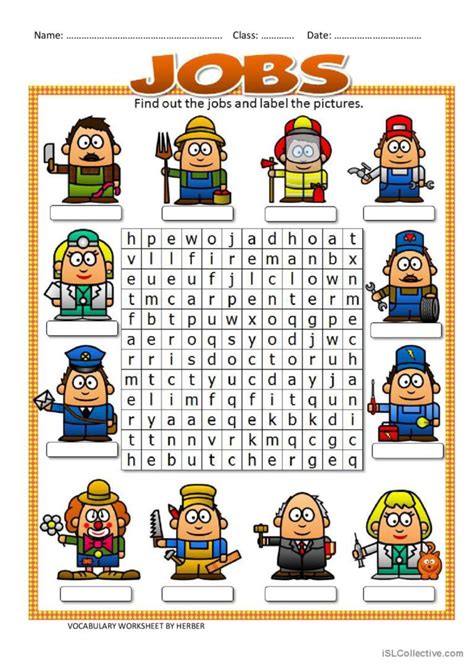 Jobs Wordsearch Word Search English Esl Worksheets Pdf And Doc