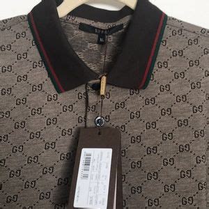 Gucci Shirts Gucci Mens Polo Shirt Gg Print Brown Xlnwt Poshmark