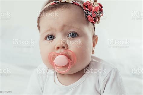 Adorable Baby Girl Portrait On White Background Stock Photo Download