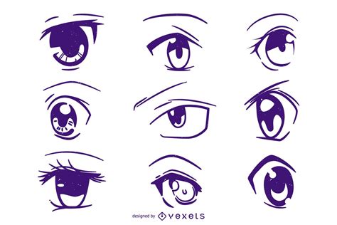 Descarga Vector De Conjunto De Ilustración De Ojos De Anime