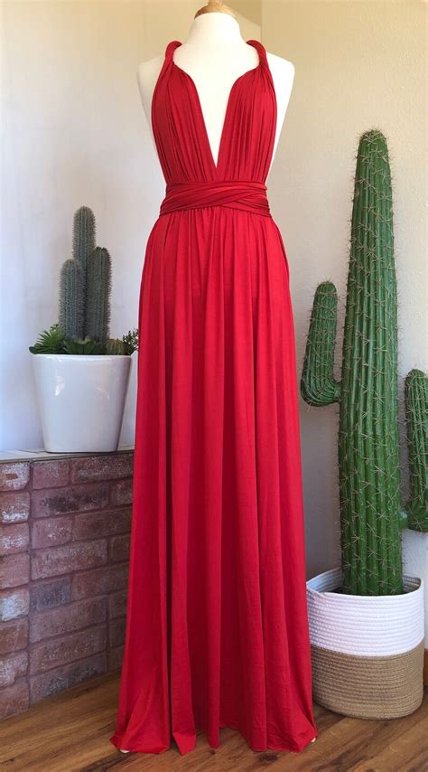 Red Bridesmaid Dress Custom Lengths Convertible Dress Etsy