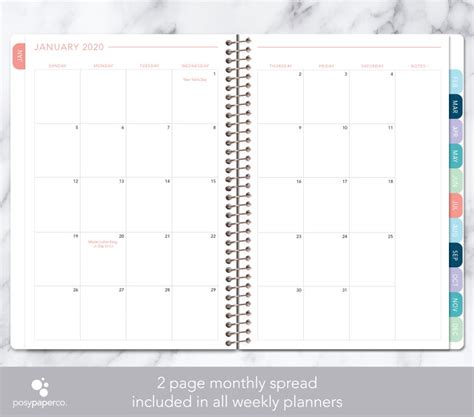 2021 2022 Planner Calendar Choose Start Month Add Monthly Etsy