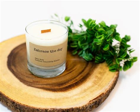 Amber Musk Embrace The Day Wood Wick Candle — Quotable Wood Wick