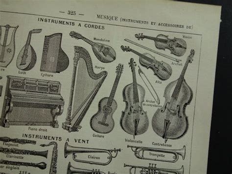 Musical Instruments Old Print 1923 Original Illustration Etsy Music