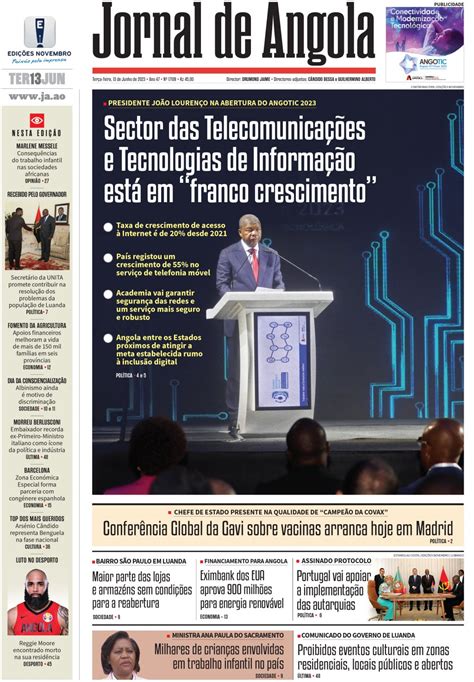 Jornal De Angola Terça 13 De Junho De 2023