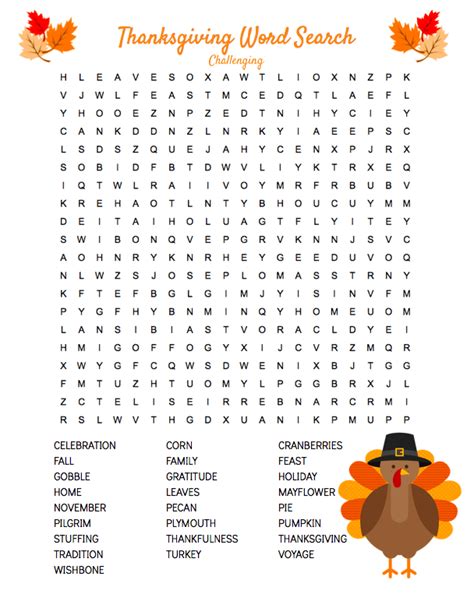Thanksgiving Word Search Best Coloring Pages For Kids