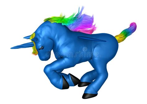 Blue Unicorn On White Stock Illustration Illustration Of Small 66066097