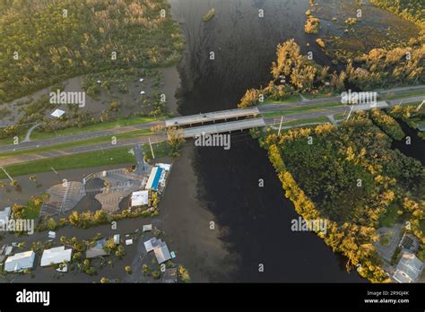 Surrounded by hurricane Ian rainfall flood waters homes in Florida