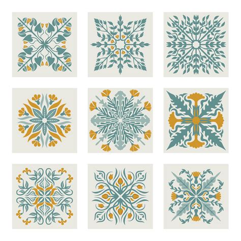 Moroccan Flower Tiles Vector Tile Pattern Lisbon Floral Mosaic