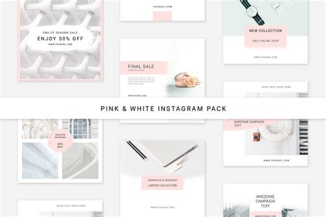 Pink And White Instagram Pack Creative Instagram Templates