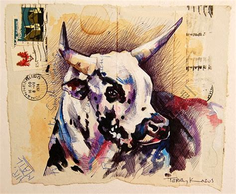 Terry Kobus Originals Gallery Nguni Studies On Old Envelopes