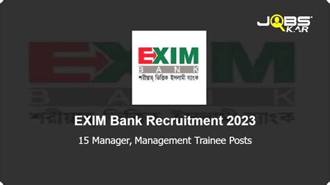 Exim Bank Recruitment 2023 Apply Online For 15 Manager Management