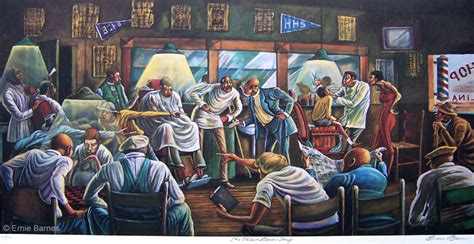 Ernie Barnes The Palace Barber Shop Artist Signed Lithograph African