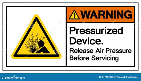 Warning Pressurized Device Release Air Pressure Before Servicing Symbol