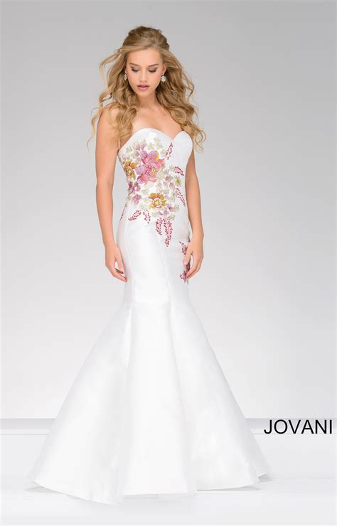 Jovani 33689 Flower Embroidery Mermaid Dress Prom Dress