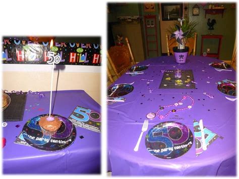 It can de reused if stored carefully. 50th Birthday Party Purple Table Setting | purple table ...