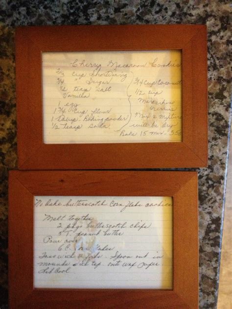 Framed Handwritten Recipes From Each Of My Grandmothersto Hang In My