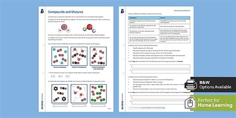 Compounds And Mixtures Worksheet Home Learning Beyond