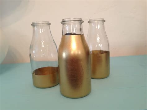 The Bees Times Three Diy Gold Painted Milk Bottles