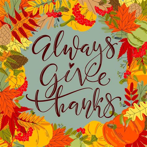 Always Give Thanks Square Card With Various Autumn Leaves Berries And
