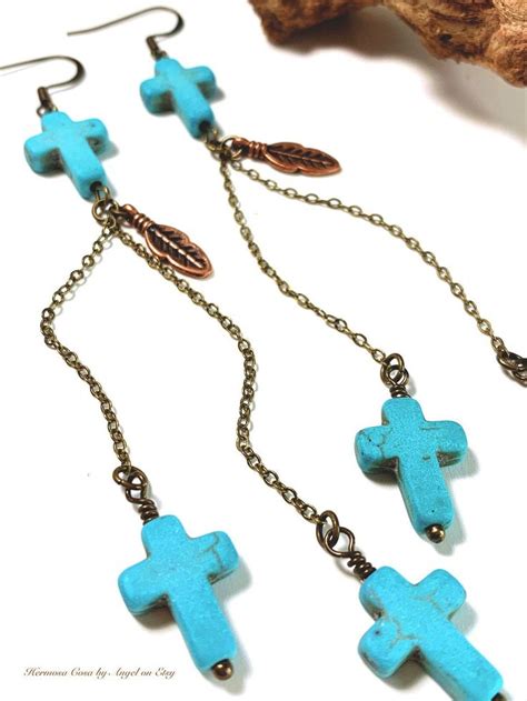 Turquoise Cross Earrings Cross Jewelry South Etsy Turquoise Cross