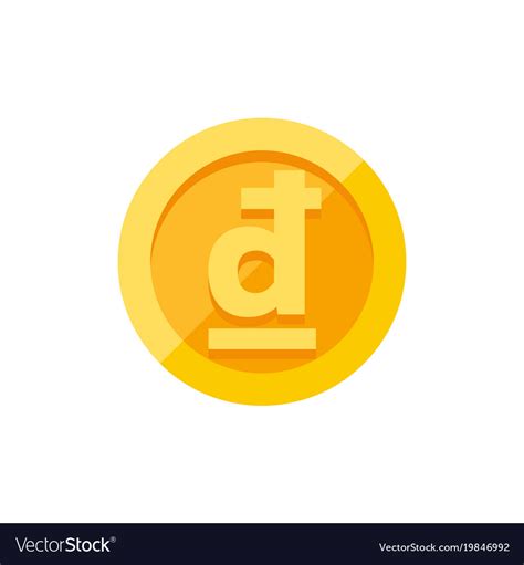 Vietnamese Dong Symbol On Gold Coin Flat Style Vector Image