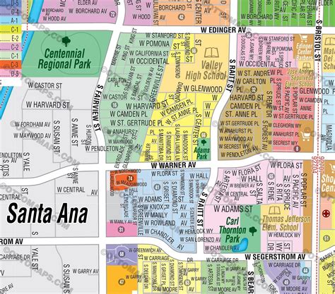 Santa Ana Map South Orange County Ca Otto Maps