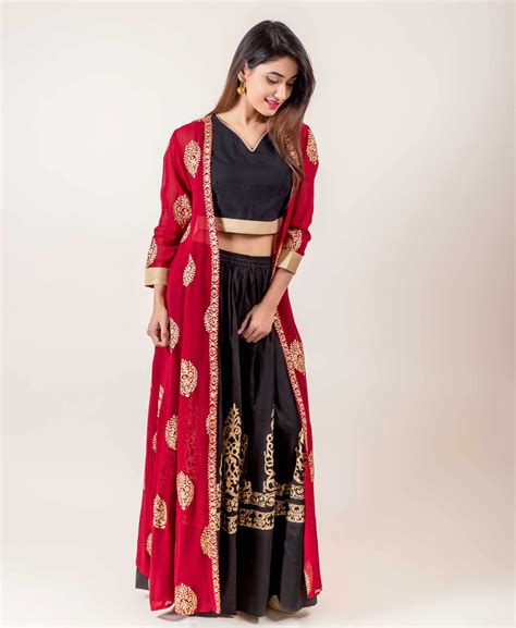 This hairstyle will definitely stun everyone at the party. Jacket Style Indo Western Dress With Golden Prints In Red ...