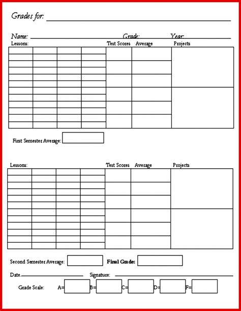 Free Printable Report Card And Grade Sheets