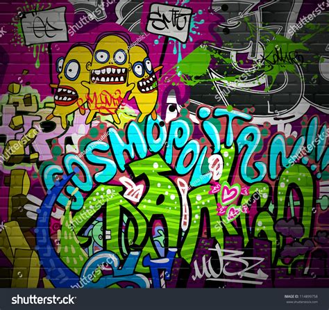 Graffiti Wall Urban Art Background Grunge Stock Vector