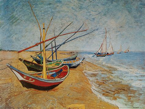 Lámina Vincent Van Gogh Barcos pesqueros en la playa de Saintes Maries