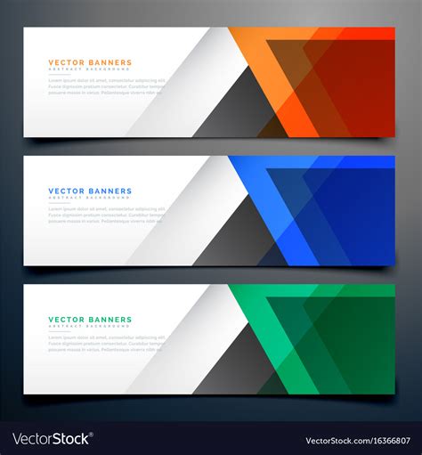 Abstract Geometric Banners In Three Different Vector Image
