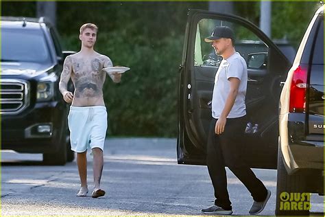 Justin Bieber Goes Shirtless In Low Hanging Shorts While Bringing A