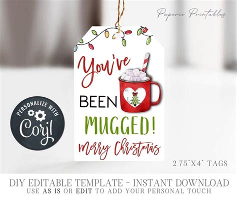 editable you ve been mugged christmas printable hug in a etsy