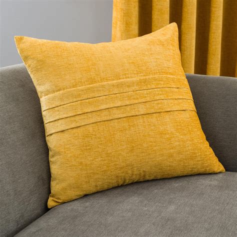 Chenille Mustard Pleat Cushion Mustard Cushions Yellow Throw Pillows
