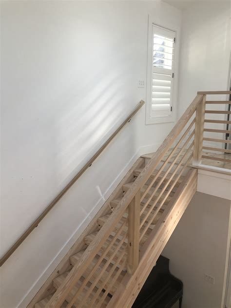Horizontal Stair Railing On Glulam Staircase All Fir Slats Are 1x2