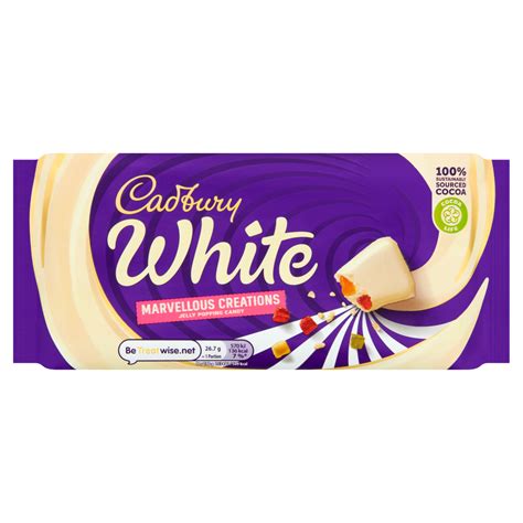Cadbury White Jelly Popping Candy Chocolate Bar 160g