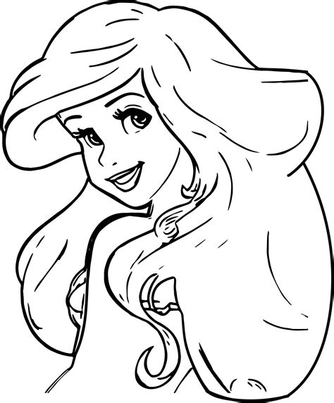Ariel Mermaid Beautiful Face And Wave Coloring Page Coloring Pages My