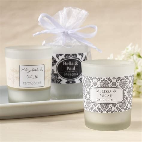 Personalized Frosted Glass Votive Wedding Candle Favors
