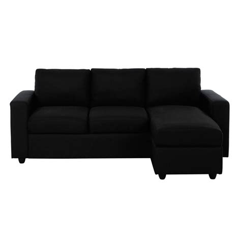 3 Seater Fabric Corner Sofa In Black Jules Maisons Du Monde