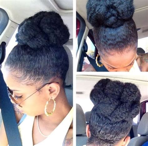 Updo Hairstyle With A Twisted Top Bun Cabello Afro Natural Pelo