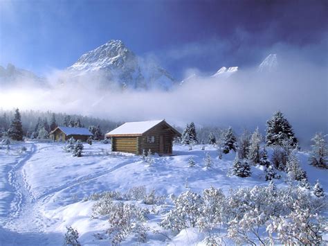 Winter Wallpapers Cabin In The Mountains Urban Art Wallpaper