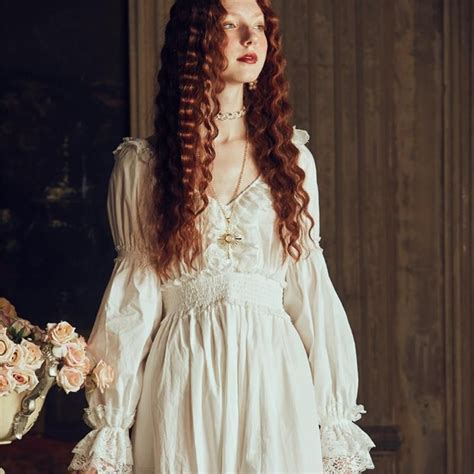 Lady Nightgown Retro Elegant Nightgowns Vintage Women Lace White