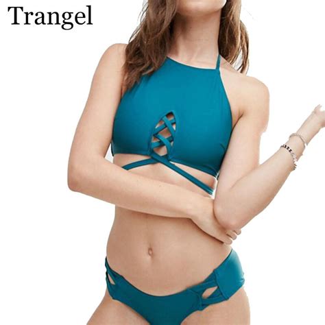 Trangel 2018 High Neck Swimwear Women Push Up Bikini Female Brazilian
