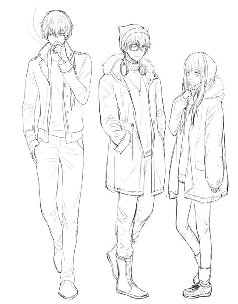 Anime Winter Outfits Drawing In 2020 Art Reference Poses Art Reference Winter Drawings