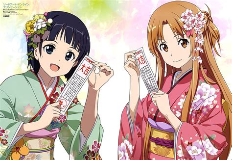 Yuuki Asuna Kirigaya Suguha Arte De Espada En Línea Kimono Anime