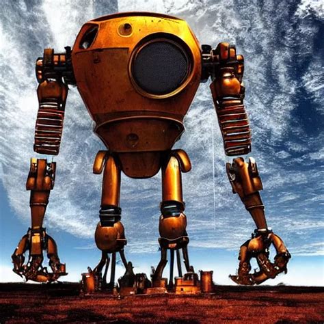 Giant Rusted Alien Robot Floating In Space Stable Diffusion Openart