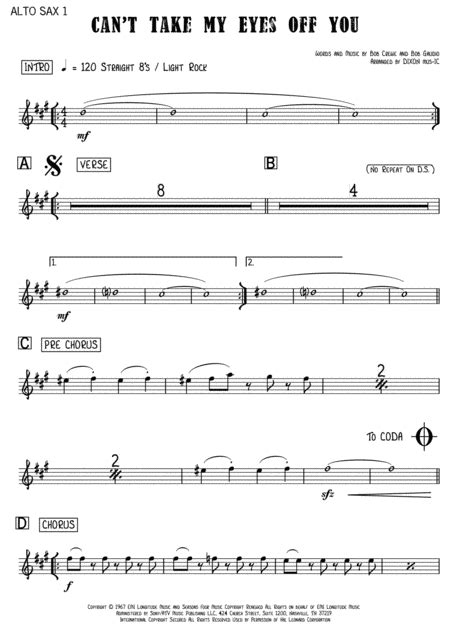 cant take my eyes off of you vocal with big band key of eb free music sheet