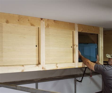 Diy Hanging Storage Shelves With Sliding Doors Overhead Garage