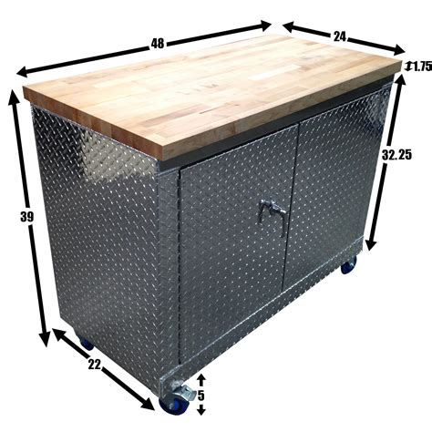 Rolling Garage Workbench Storage Cabinet 4 Ft Diamond Plate Alum